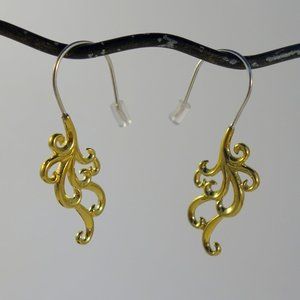 Yellow Brass Bird of Paradise Earrings~ Sterling silver wire